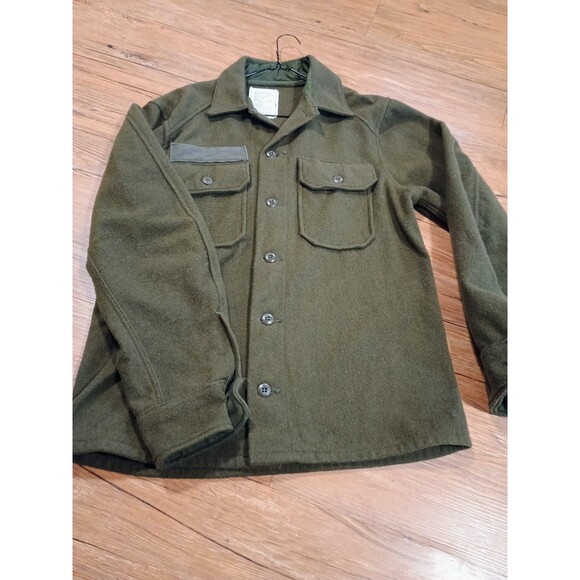 Vintage Military Shirt Mens Medium Olive OG-108 Cold Weather Field Wool Blend - Picture 6 of 7